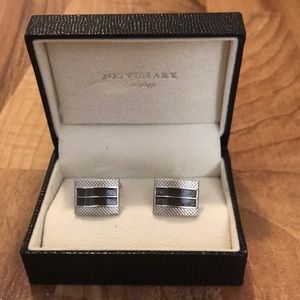 JOS VON ARX Rectangular Silver & Black Cufflink